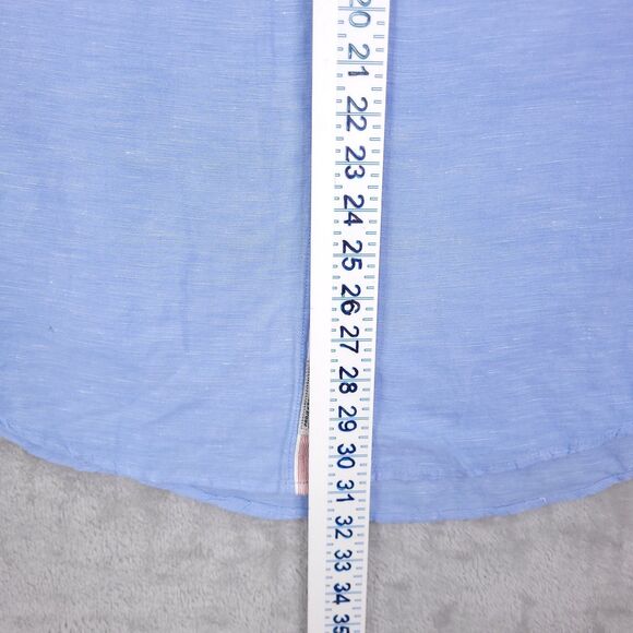 Projek Raw Shirt Mens Size XL Blue Linen Blend Button Up Beach Short Sleeve - Picture 5 of 13